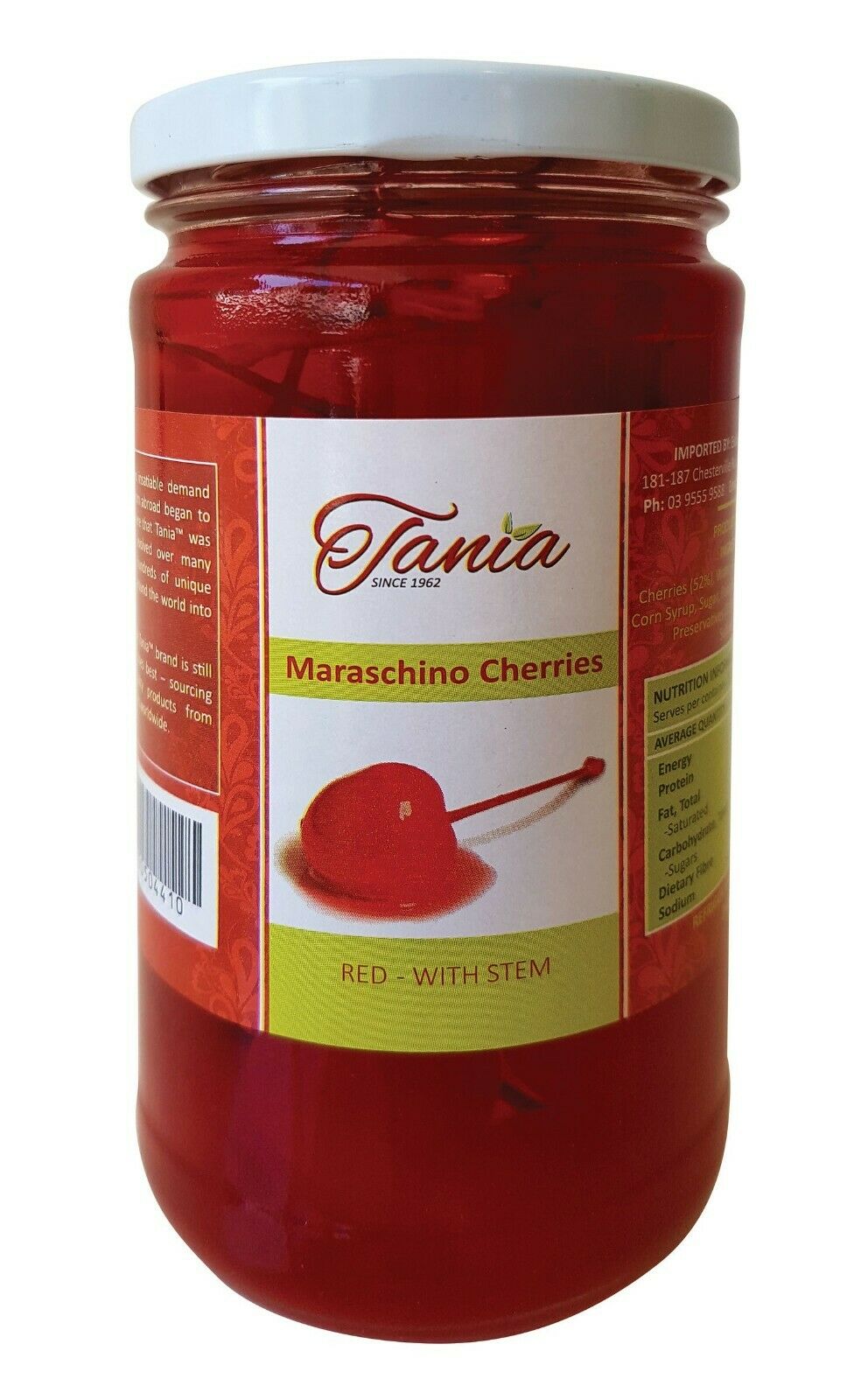 TANIA MARASCHINO CHERRIES 340g NUTSANDSPICES